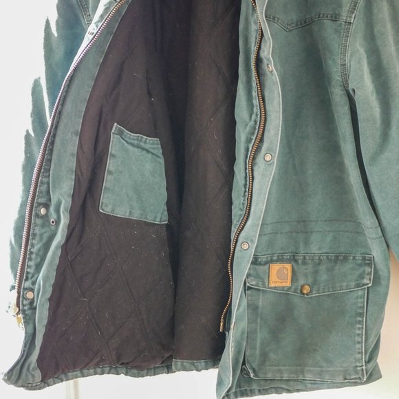 Vintage Emerald Green Carhartt Chore Coat AMAZING LOOKING - Picture 8 of 13